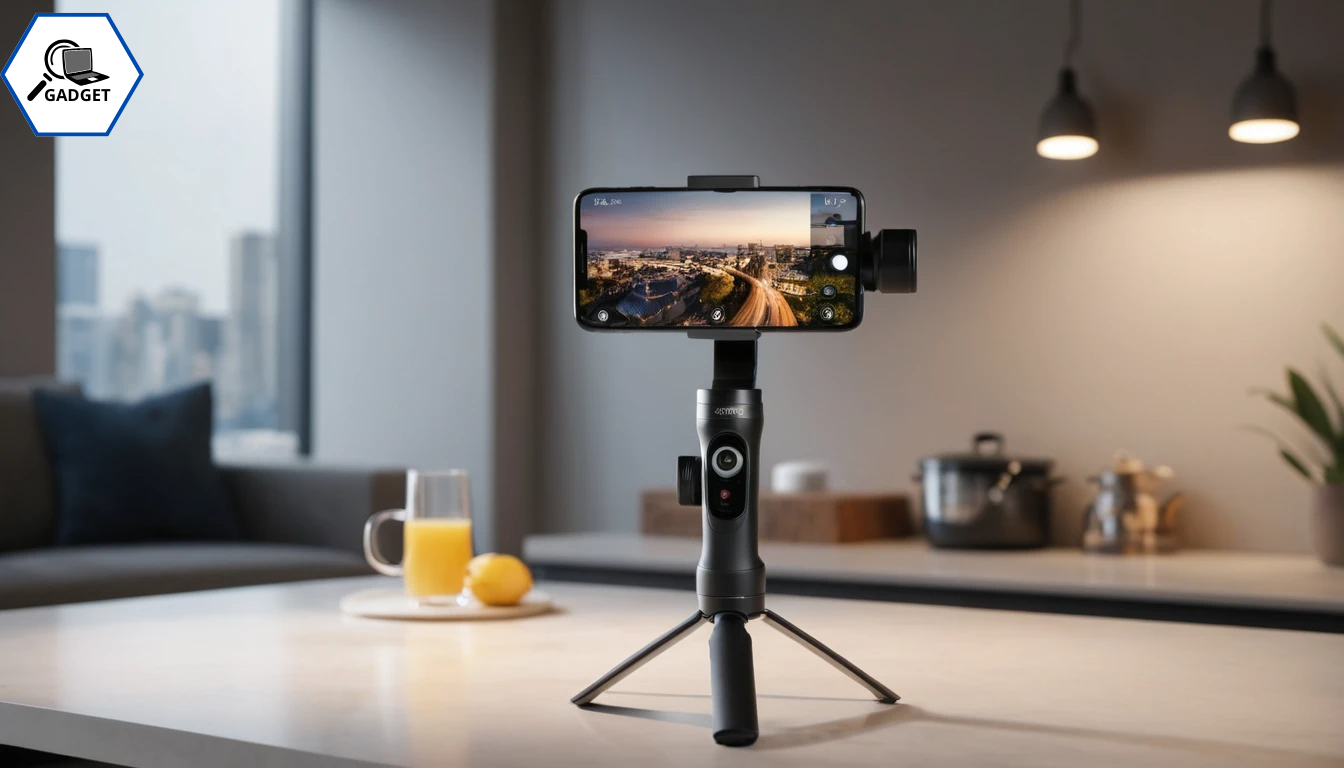 Mobile gimbal stabilizing a smartphone