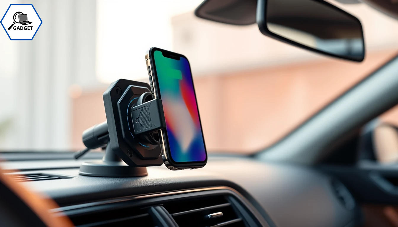 Rugged magnetic phone holder in a car