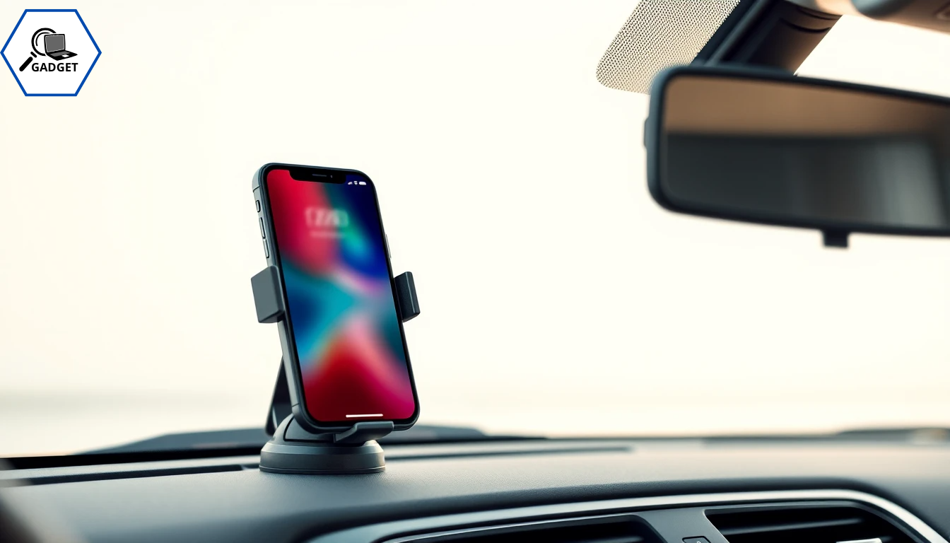 Magnetic phone holder on car windshield