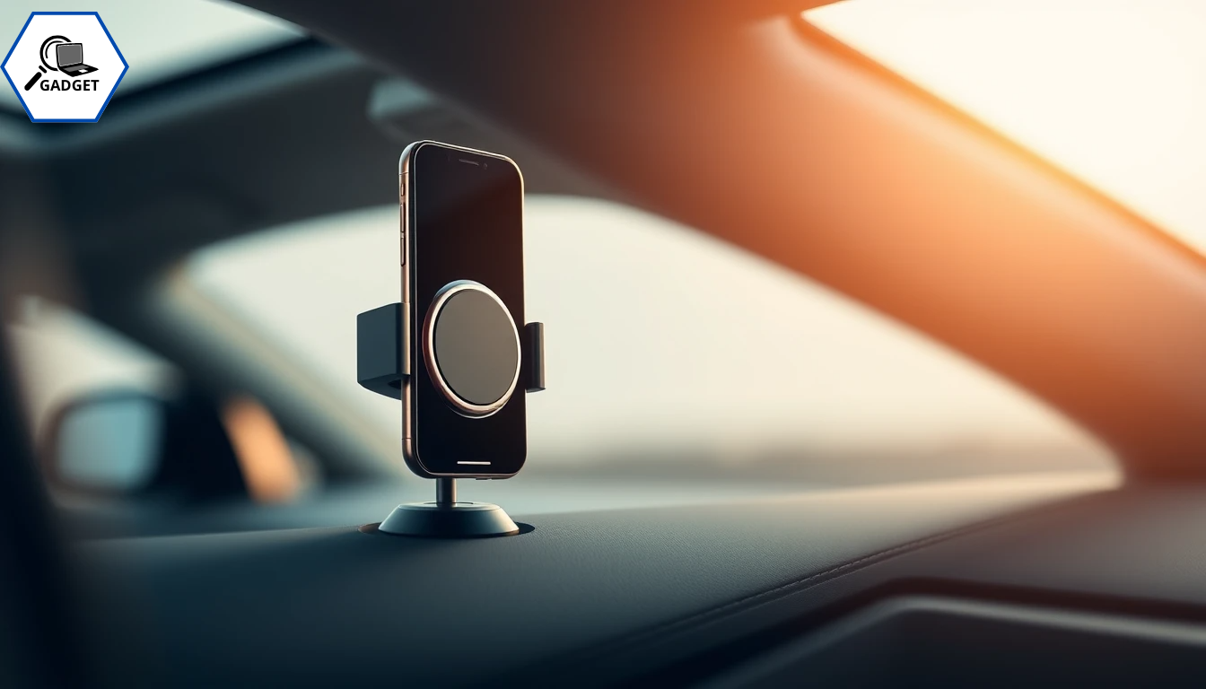 Compact magnetic phone holder in a car