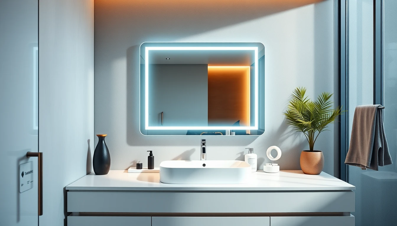 Smart mirror in bathroom